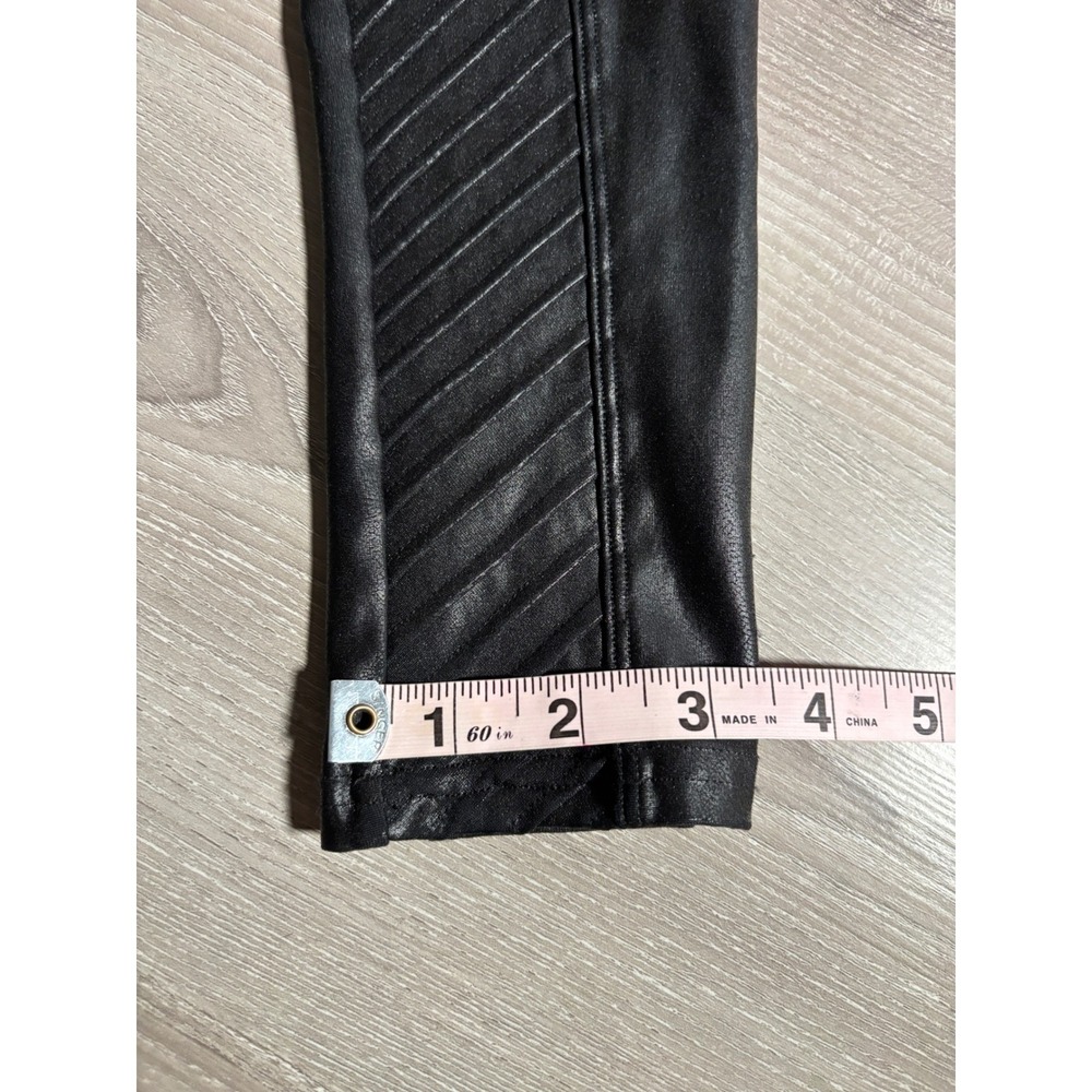 Spanx S Faux Leather Moto Leggings Very Black High Rise Ribbed Whimsigoth Active - Picture 7 of 9